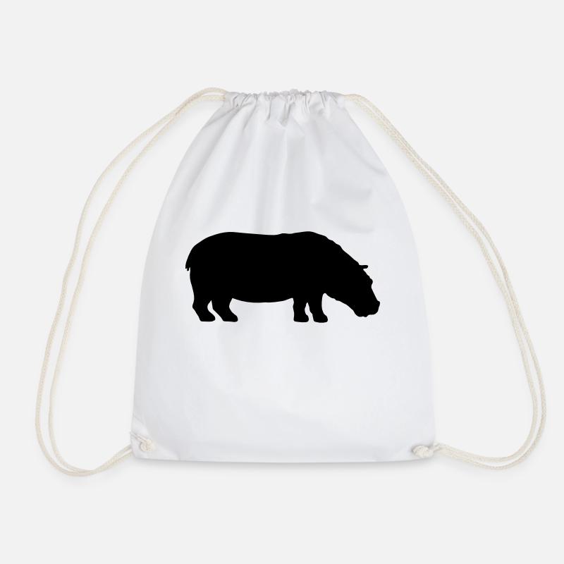 Nilpferd Silhouette Design - Turnbeutel - Weiß