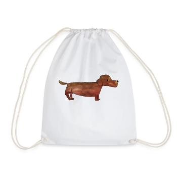 Dachshund, Dachshund - Drawstring Bag - white - Front
