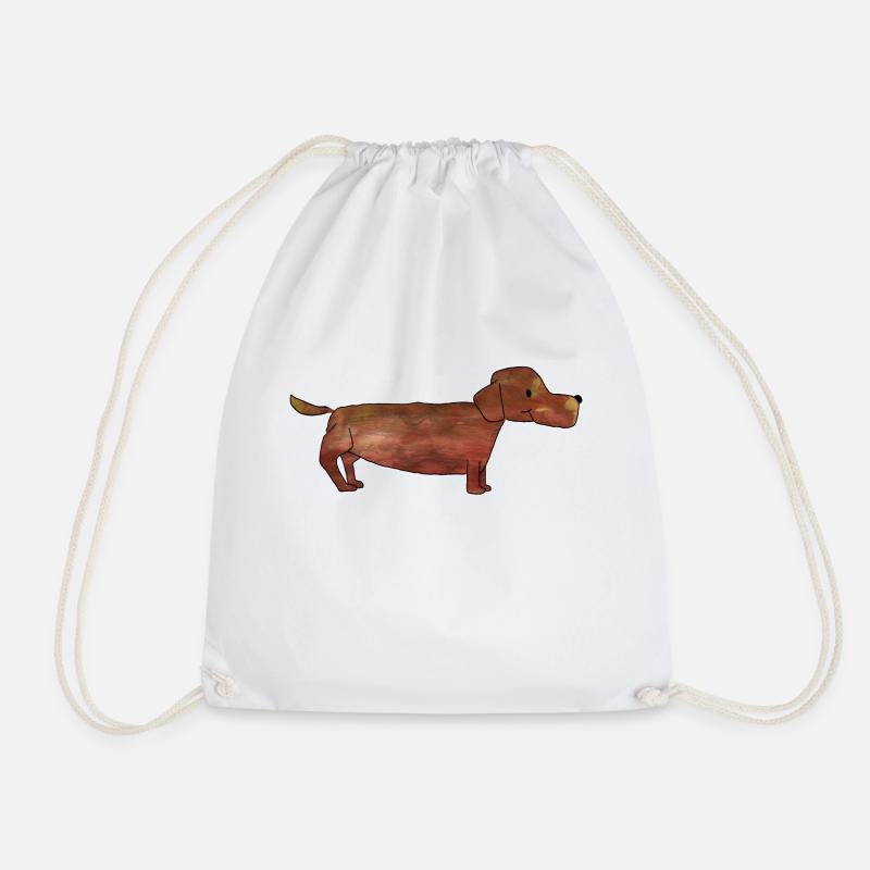 Dachshund, Dachshund - Drawstring Bag - white