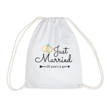 10th Wedding Anniversary - Drawstring Bag - white - Front