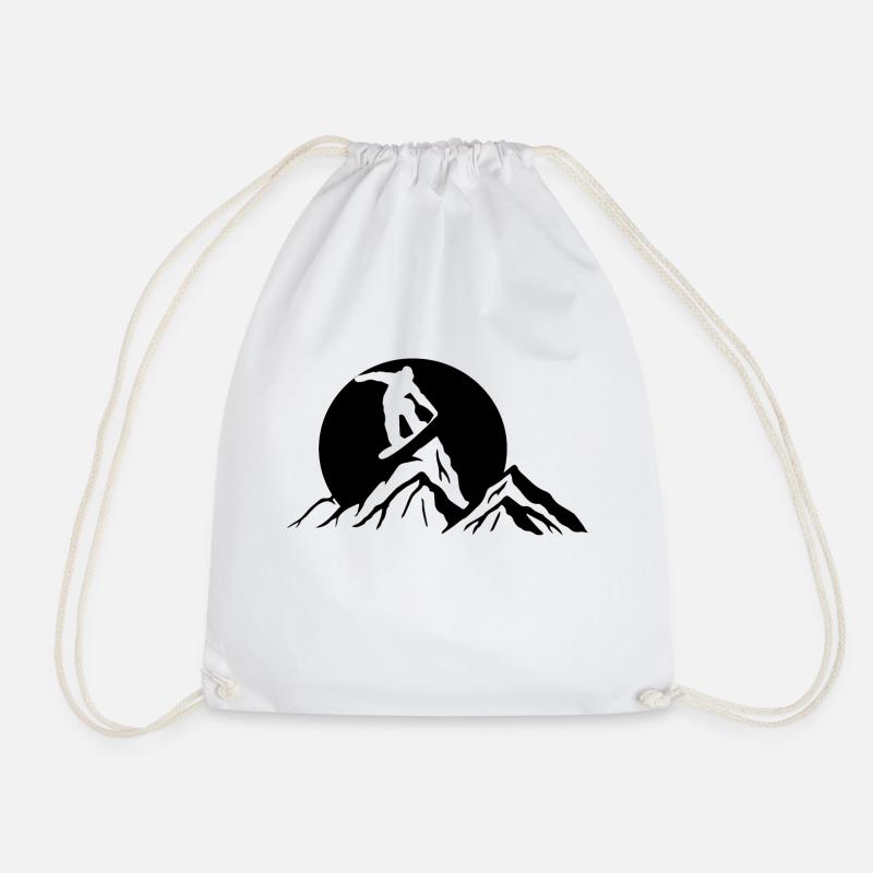 Snowboard Snowboarder - Drawstring Bag - white