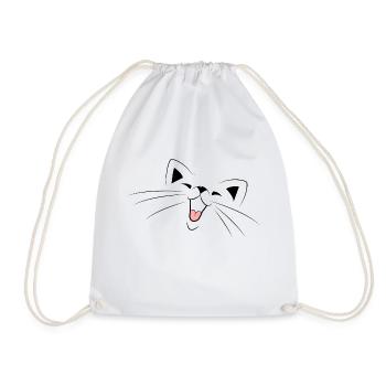 Cat - Drawstring Bag - white - Front