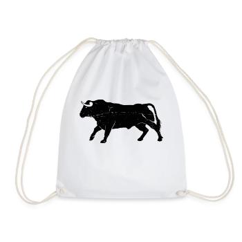 Bull Bovine Art Silhouette Wild Animal Lover - Drawstring Bag - white - Front