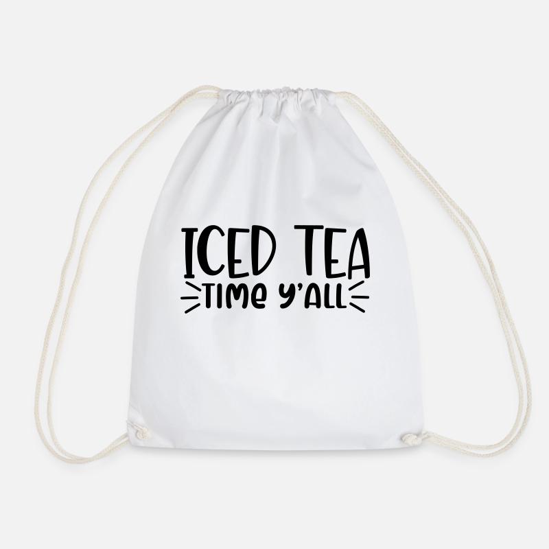 iced tea time y all - Drawstring Bag - white