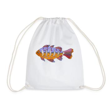 Fish - Drawstring Bag - white - Front
