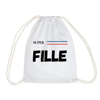 super fille - t-shirt assorti - Sac de sport léger - blanc - Devant