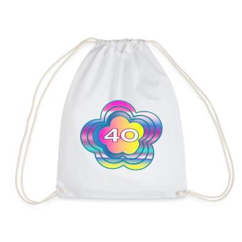 40 YEARS. 40th ANNIVERSARY. BIRTHDAY 40 YEARS. 40 - Drawstring Bag - white - Front