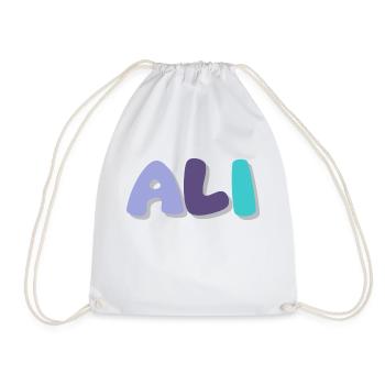 Name - Ali - Drawstring Bag - white - Front