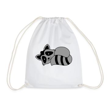 Racoon - Drawstring Bag - white - Front