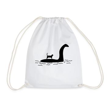 Nessi schwimmt mit Katze - Turnbeutel - Weiß - Vorne