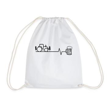 Tractor and Beer - Drawstring Bag - white - Front