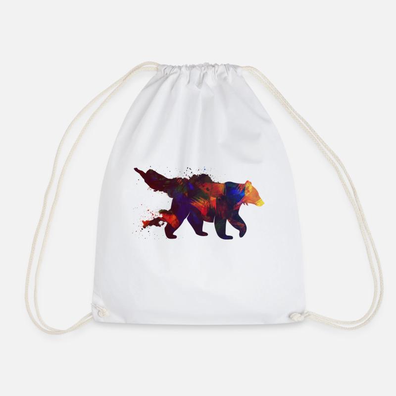 Bear - Drawstring Bag - white