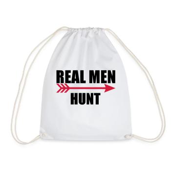 2 real men hunt - Drawstring Bag - white - Front