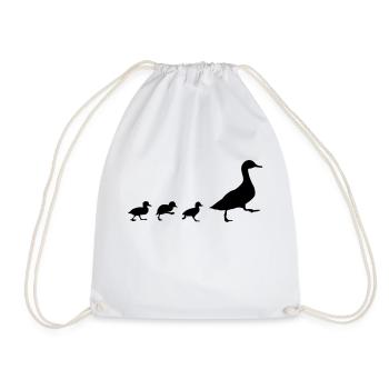Enten, Ente mit 3 Küken (super günstig!) - Turnbeutel - Weiß - Vorne