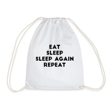 eat sleep sleep again repeat saying lazy chill - Drawstring Bag - white - Front