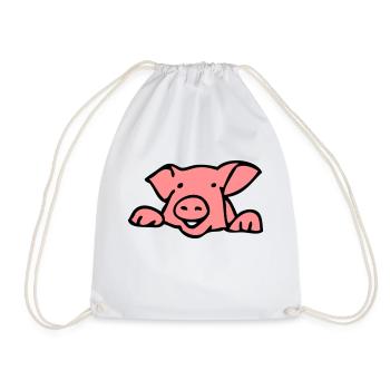 head pig - Drawstring Bag - white - Front