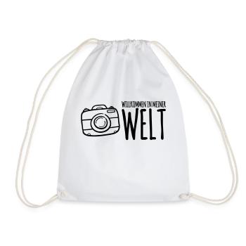 Fotograf Kamera Spruch Willkommen in meiner Welt - Turnbeutel - Weiß - Vorne