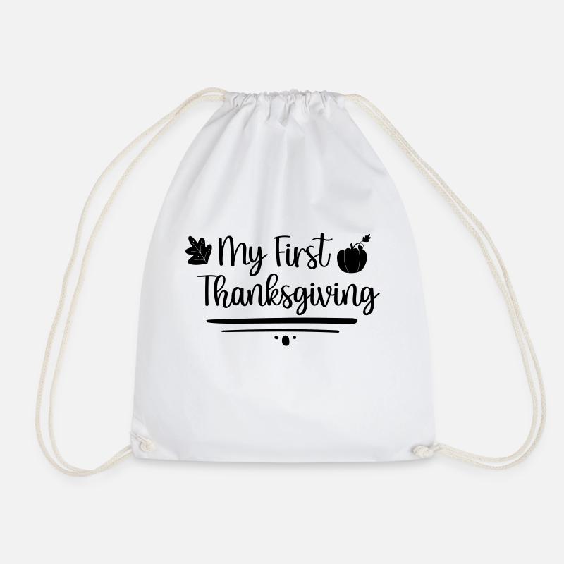 My First Thanksgiving - Drawstring Bag - white