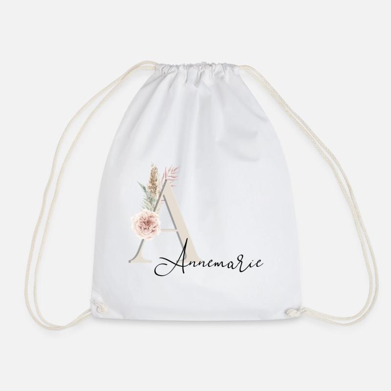Annemarie Name Boho - Drawstring Bag - white