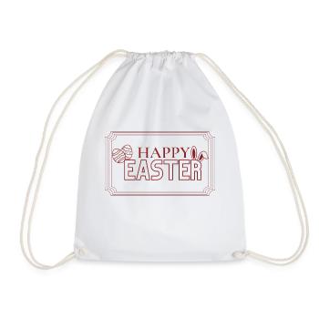 Happy Easter lettering with Easter eggs - Drawstring Bag - white - Front