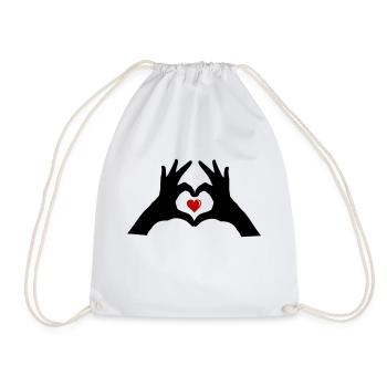 mains coeur - Sac de sport léger - blanc - Devant