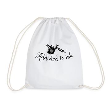 addicted to ink, tattoo - Drawstring Bag - white - Front
