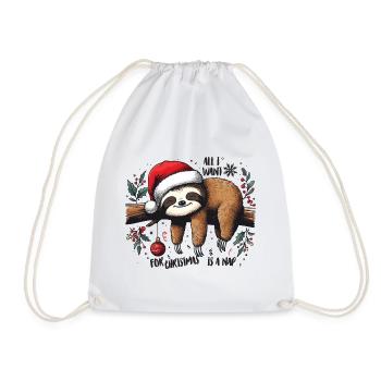 Sloth All I want for Christmas is a nap - Drawstring Bag - white - Front