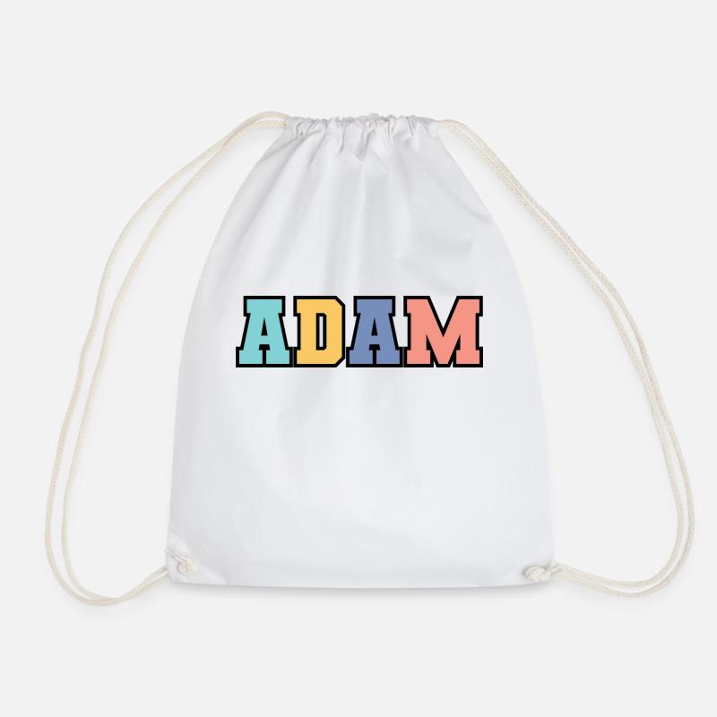 Name - Adam - Drawstring Bag - white