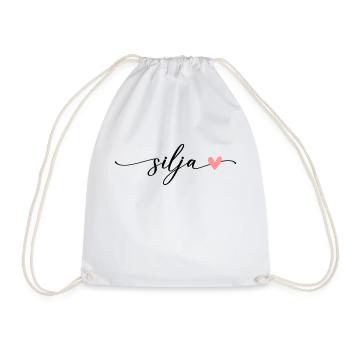Silja Name Calligraphy Font - Drawstring Bag - white - Front