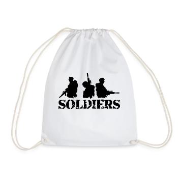 3 Soldiers Crew War Team Freedom Soldier Fighter - Drawstring Bag - white - Front