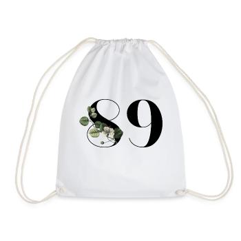 Numéro 89 floral vert - 89e anniversaire floral - Sac de sport léger - blanc - Devant