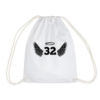 Number 32 Angel - 32nd Birthday Wings - Drawstring Bag - white - Front