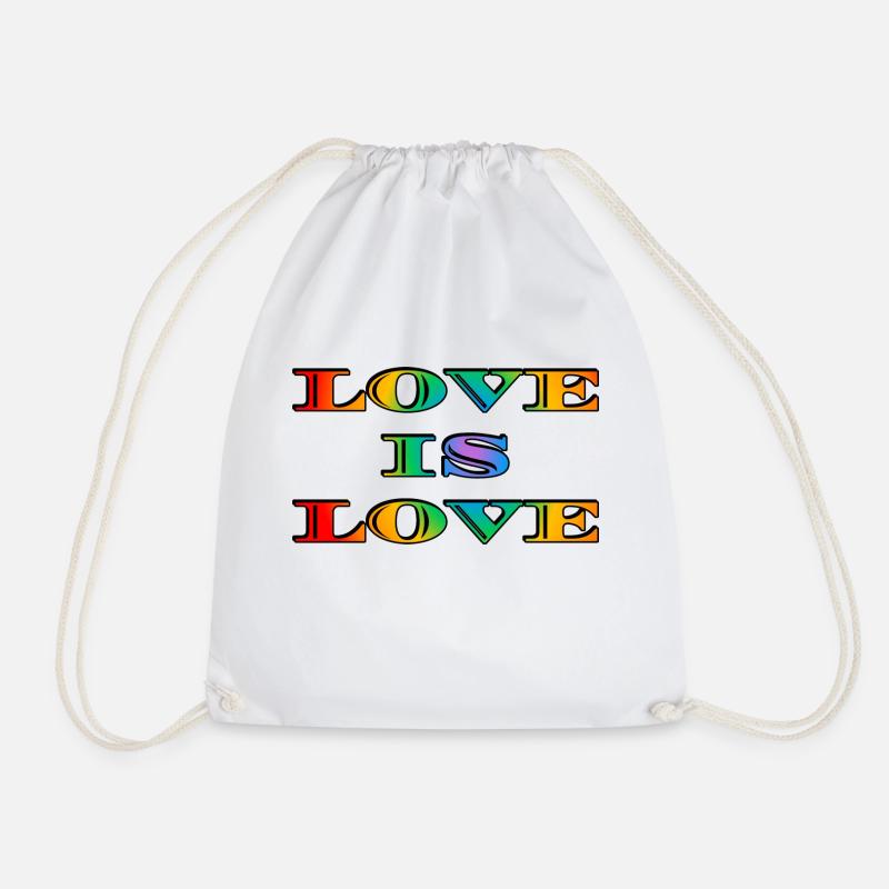 Rainbow Love is Love - Drawstring Bag - white