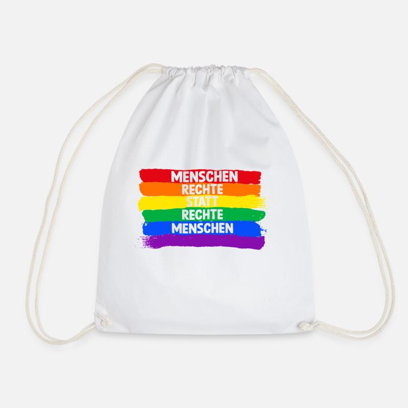 Menschenrechte statt rechte Menschen Regenbogen - Turnbeutel - Weiß