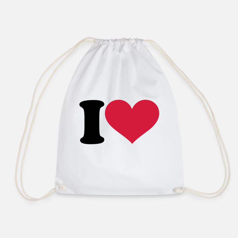 I - love - Drawstring Bag - white
