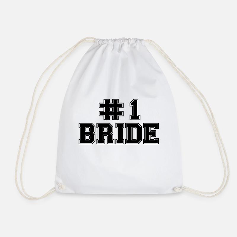 number one bride - Drawstring Bag - white
