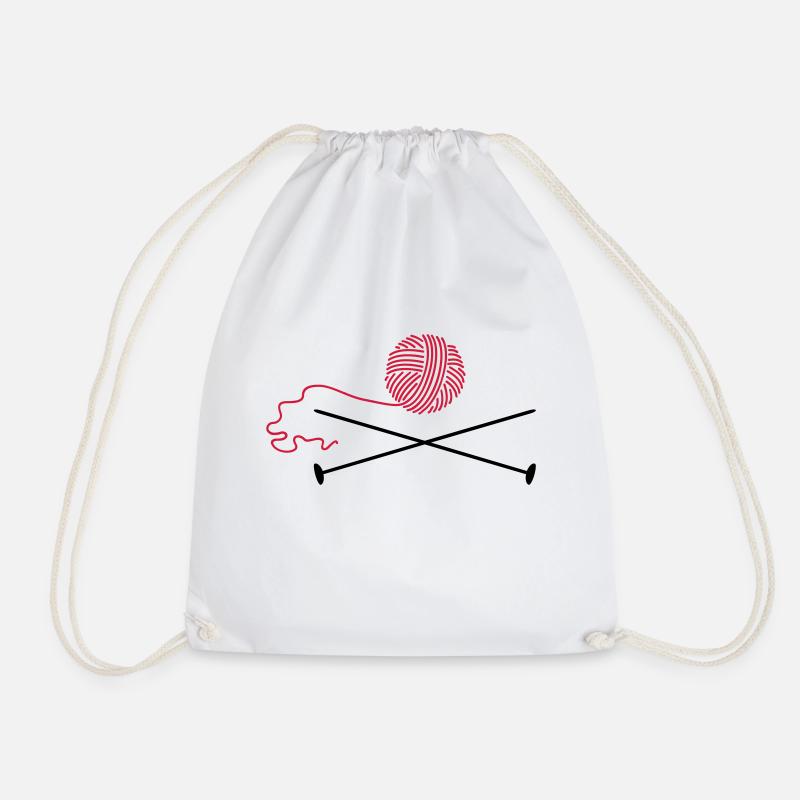 Wollknäuel mit Nadeln / wool 'n knitting needle ( - Turnbeutel - Weiß
