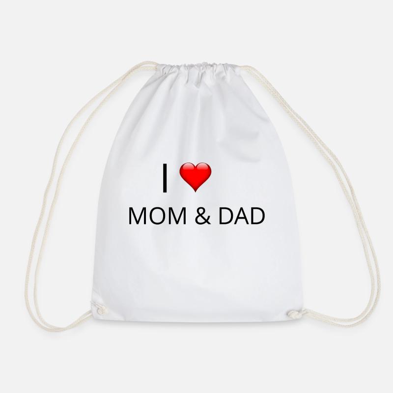 I LOVE MOM & DAD - Drawstring Bag - white