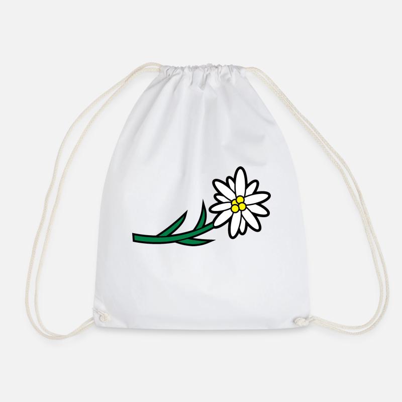 Blumen und Kräuter: Edelweiss - Drawstring Bag - white