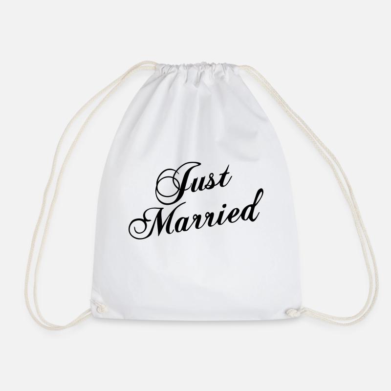 Just Married_V8 - Drawstring Bag - white