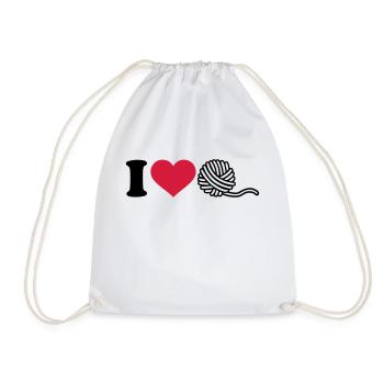I love Knitting - Drawstring Bag - white - Front