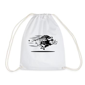 Wild boar sunglasses - Drawstring Bag - white - Front