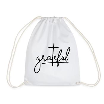 Grateful Religious Lettering - Drawstring Bag - white - Front