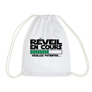 réveil (en cours),message,humour - Sac de sport léger - blanc - Devant
