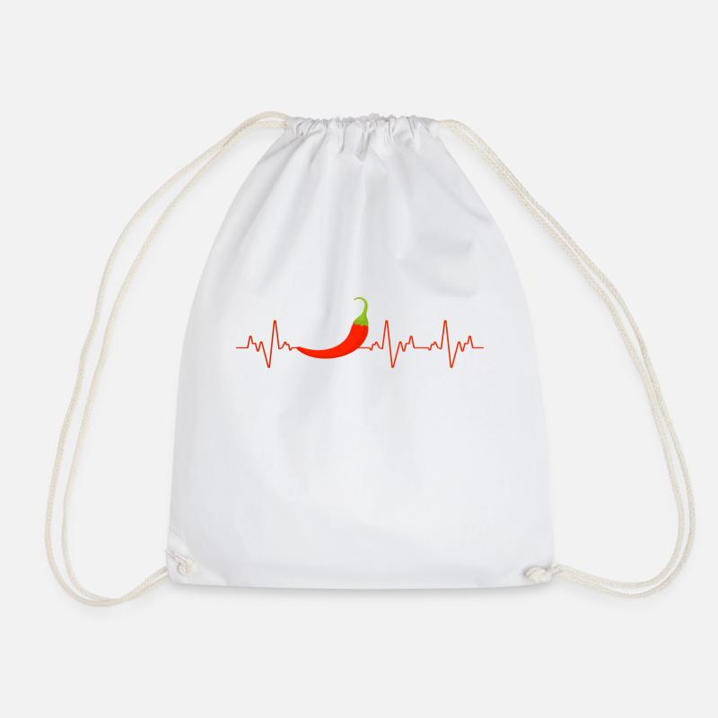 Chili Heartbeat Gift - Drawstring Bag - white