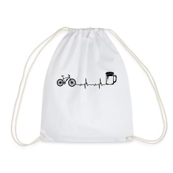 Heartbeat Beer and Ebike - - Drawstring Bag - white - Front