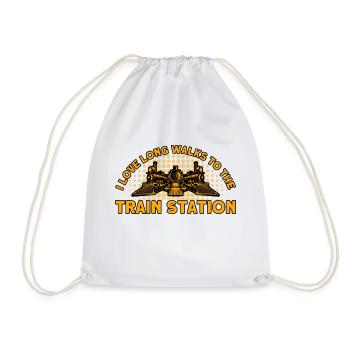 Modellbahn Zug Lokomotiven Geschenk - Turnbeutel - Weiß - Vorne