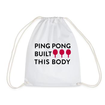 Give away a table tennis shirt with a funny saying - Drawstring Bag - white - Front