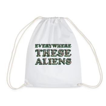 Aliens - Drawstring Bag - white - Front