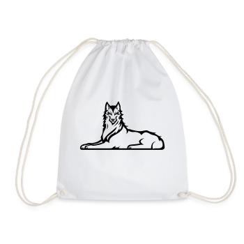 Chechen Wolf - Drawstring Bag - white - Front